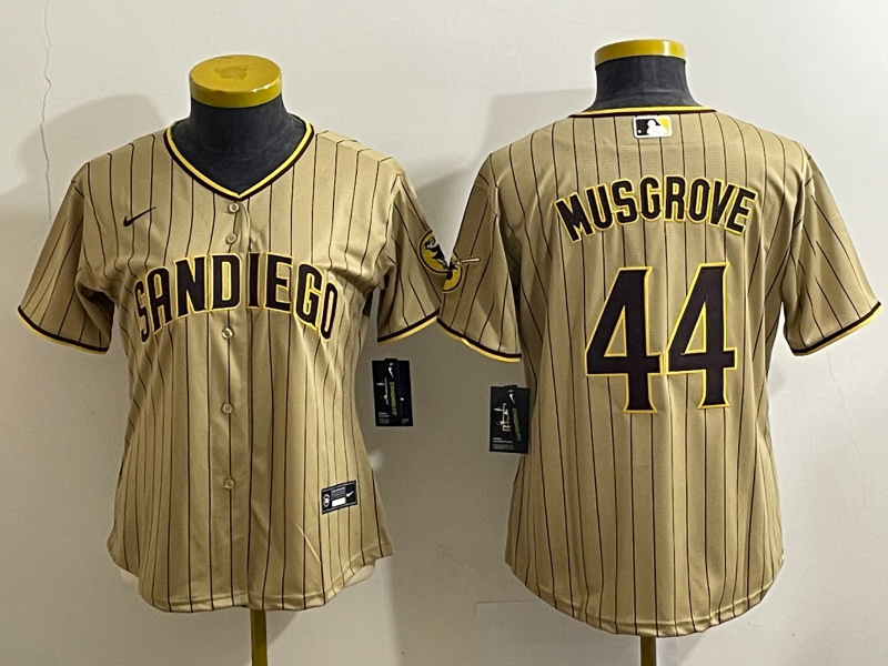 Women's San Diego Padres #44 Joe Musgrove Brown Cool Base Stitched Baseball Jersey(Run Small) Women's San Diego Padres #44 Joe Musgrove Brown Cool Base Stitched Baseball Jersey(Run Small)